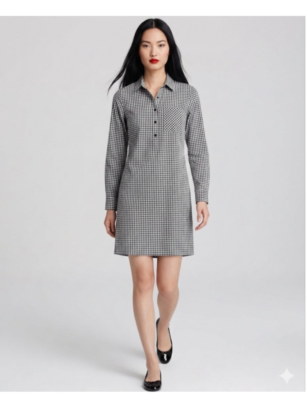 MICHAEL MICHAEL KORS Size M Gingham Black and White Dress with Pockets